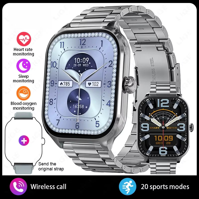 2025 New Fashion Smart Watch Heart Rate Monitor Sports Fitness Watch Waterproof Voice Calling Smart Watch for Huawei Xiaomi