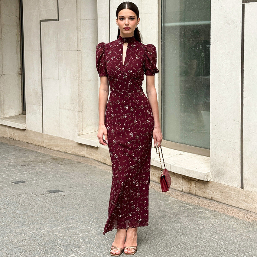High-end European And American-style Fashionable Floral Dress