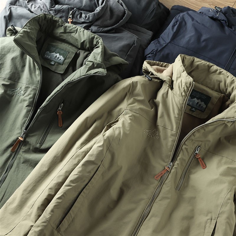 Men's Outdoor Casual Fleece And Thick Workwear Shell Jacket Jacket Tide