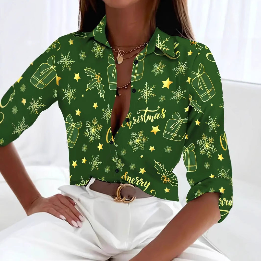 Versatile, High-quality Womens Long-sleeve Christmas Shirt