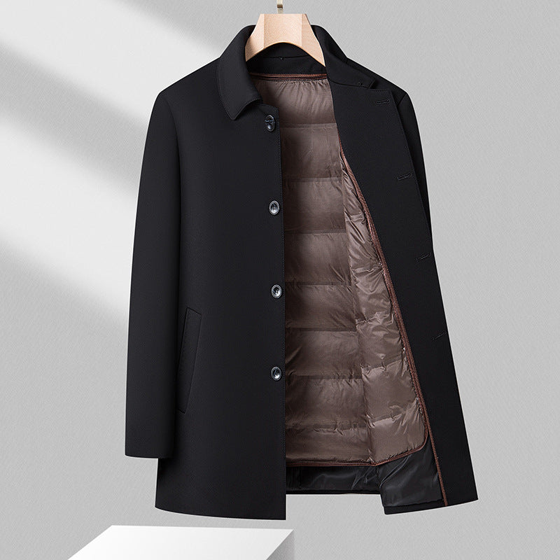 Down Men's Mid-length Detachable Down Liner Coat