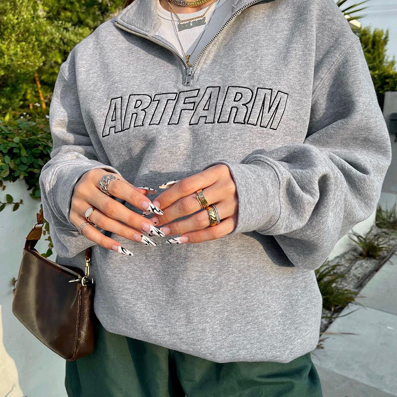 American Street Alphabet Mid Length Pullover Sweatshirt