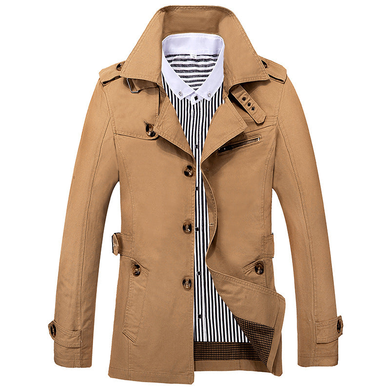 Herre Fritid Ensfarvet Trenchcoat