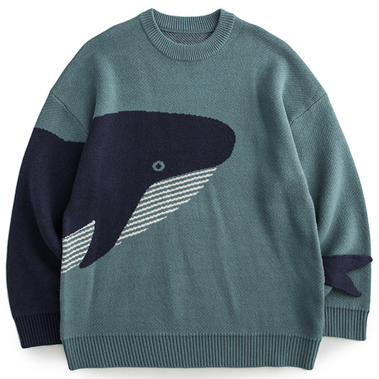 Autumn And Winter New Whale Jacquard Knitted Sweater For Men