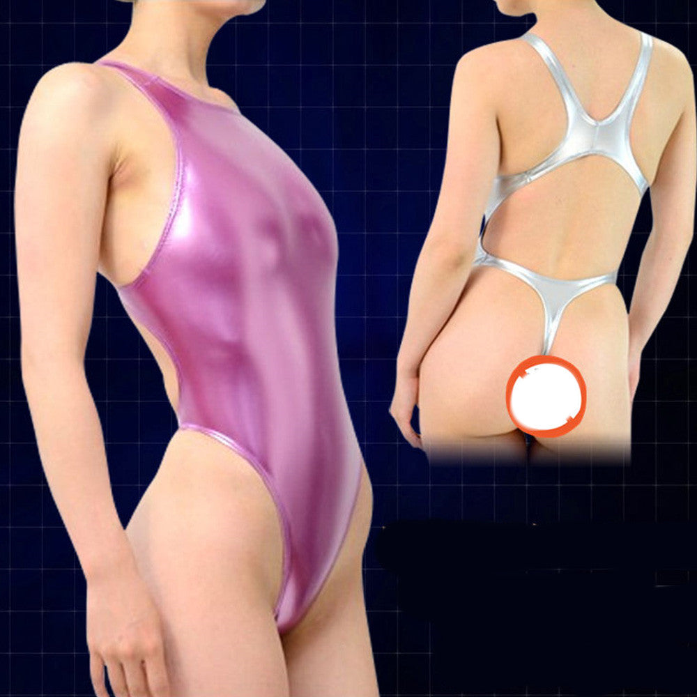 Women's Fashion Simple Solid Color Rubber Surface Bikini Swimsuit
