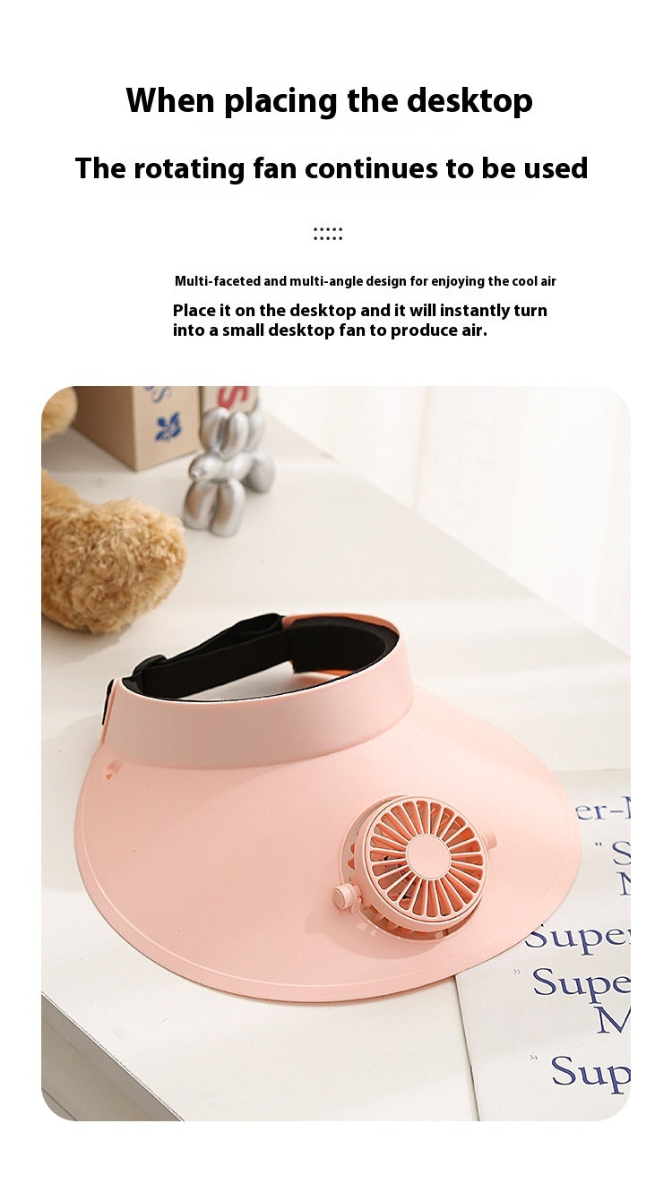 External Sun Protection Sun Hat Fan Three-gear Adjustable Lithium Battery USB Rechargeable Small Fan