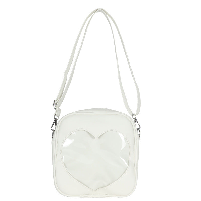 Uniform Cute Student Transparent Love Pu Crossbody Bag