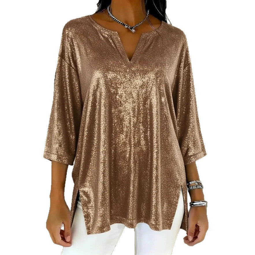 Independent Site Women's Shiny Christmas Long Sleeve Top