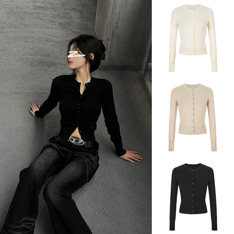 Women's Autumn Hot Girl Short Thin Coat Long-sleeved Sweater