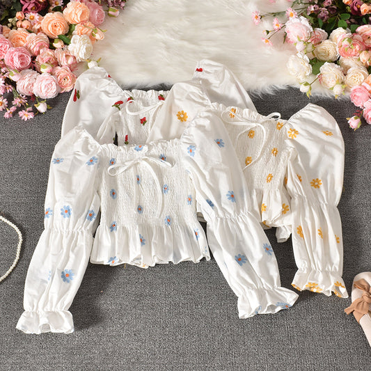 Fashion Age-reducing Embroidery Fruit Flowers Small Skirt Top