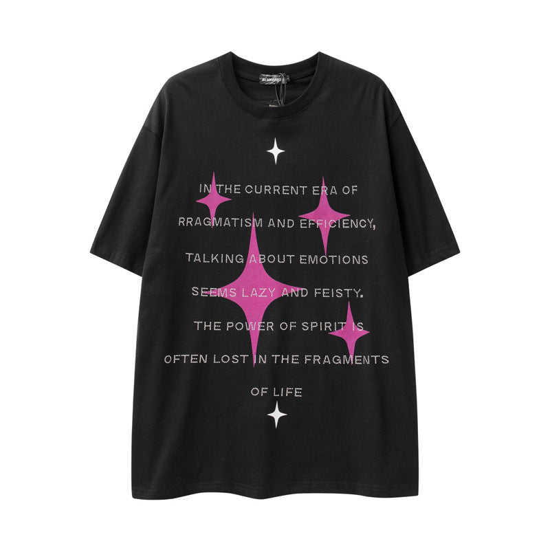 Loose XINGX Printed Letter Rhinestone Short Sleeve