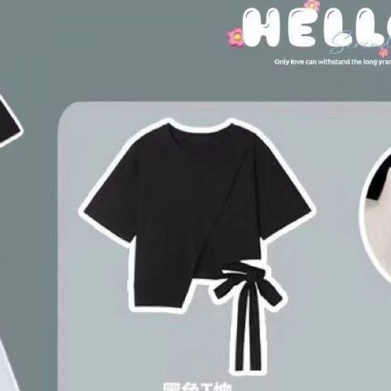 Korean Style Loose Short Sleeve T-shirt Skirt Suit