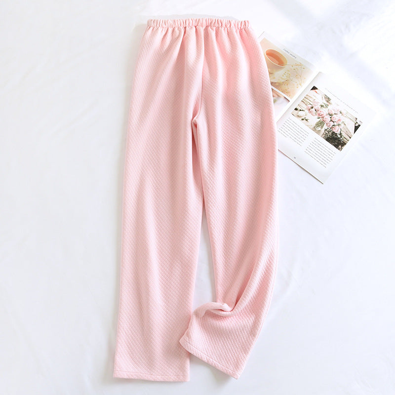 Cotton Air Layer Couple's Thickening Trousers With Side Pockets