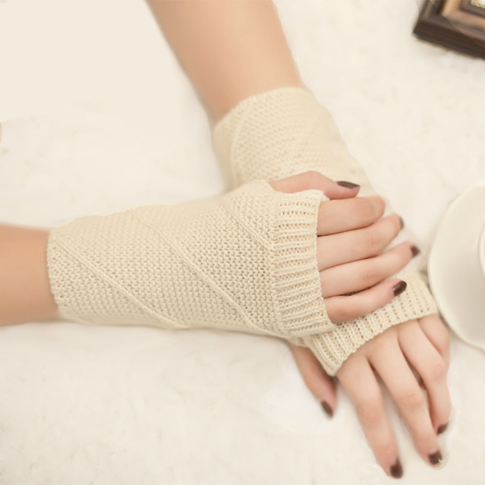 Colorful Warm Half Fingerless Gloves Knit