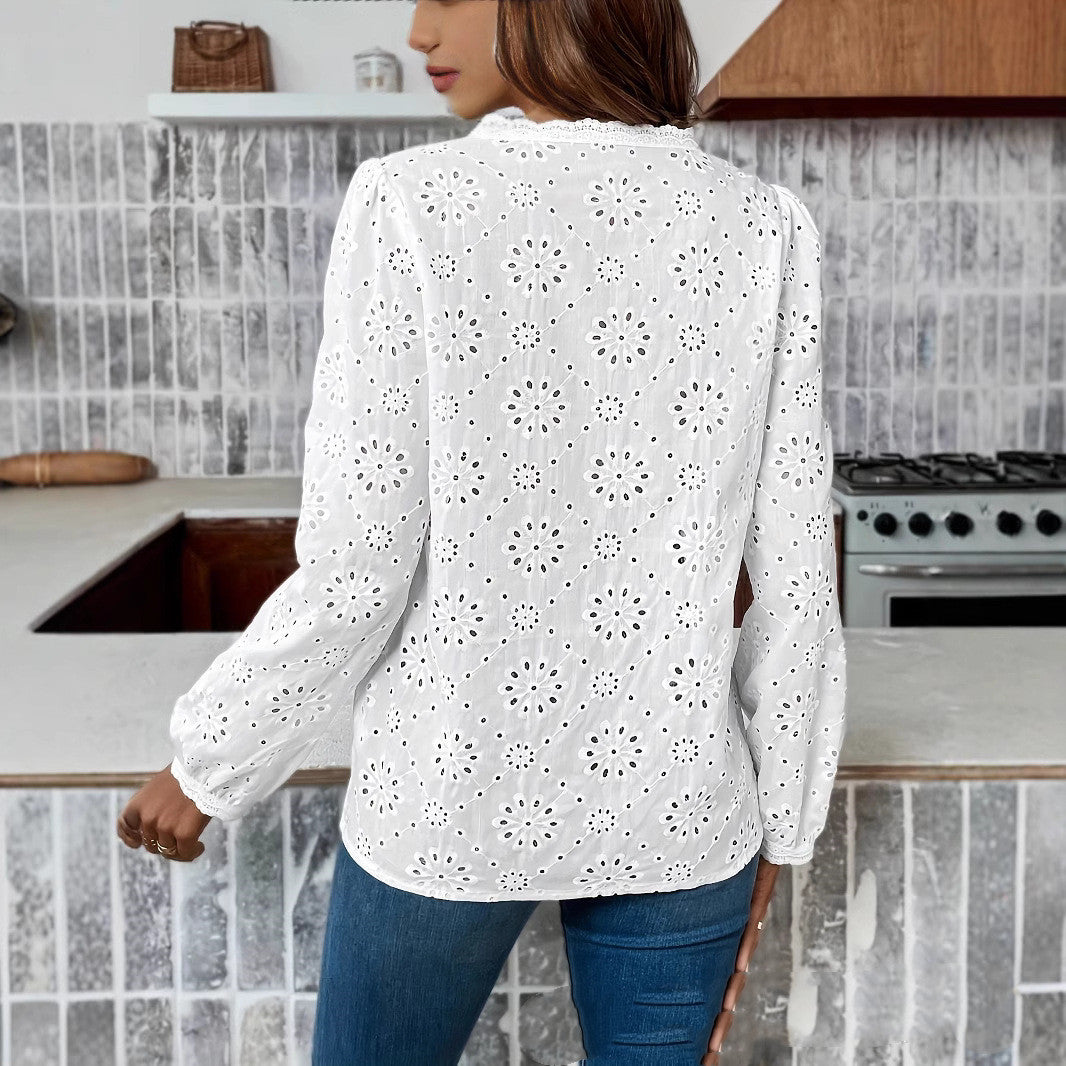 Women's Long Sleeve Socialite Style Temperament Commute Shirt