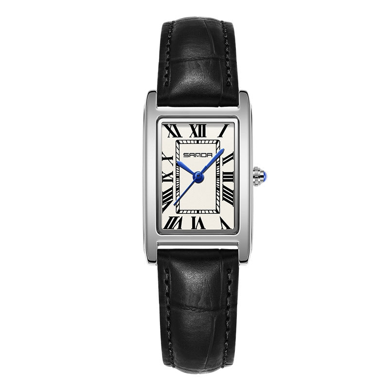 New Square Waterproof Quartz Simple Three-pin Roman Literal Women's Watch