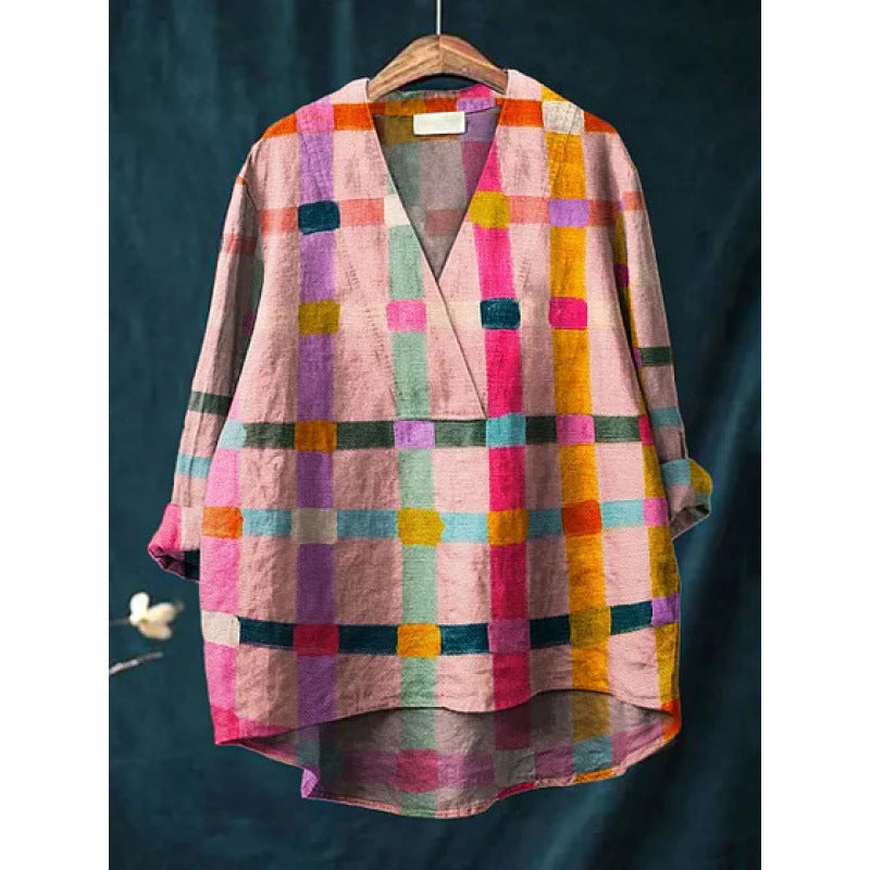 Autumn Collarless Long-sleeved Women's Shirt Long Sweater Casual Shirt