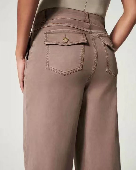 Bootleg Pants Slim Fit Slimming Draping Effect Casual Suit Pants