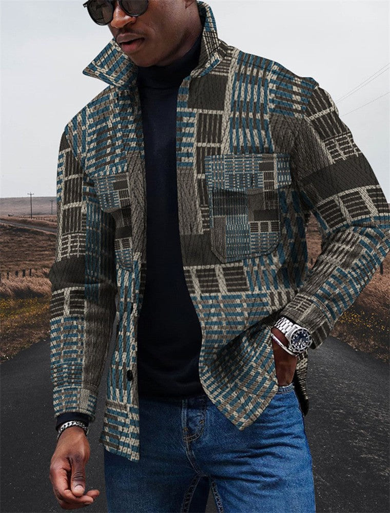 Fashion Men's Lapel 3D Printed Jacket