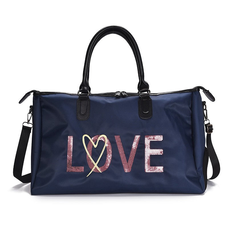 One-shoulder Carry Duffel Bag Large Capacity Waterproof Sequin Shoe Position Fitness Travel Bag