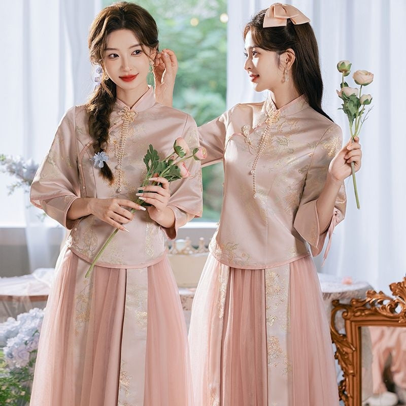 Polyester Women's Chinese Style Bridesmaid Dress