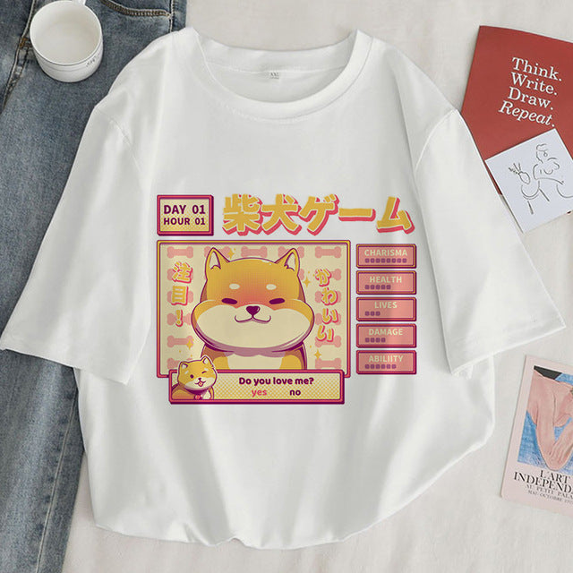 Cute Women's Cat Cartoon Pattern T-shirt
