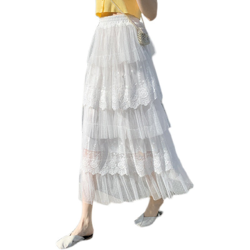 Women's High Waist Mesh Tiered Skirt