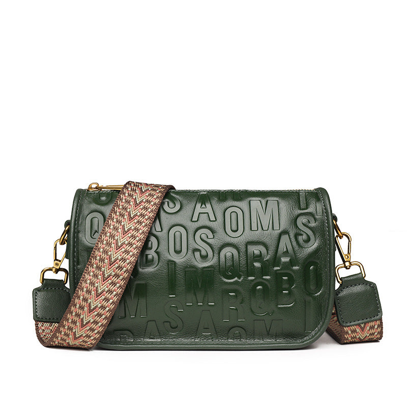 Cowhide Design Trendy Fashion Alphabet Shoulder Messenger Bag