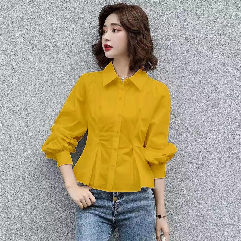 Women's Lapel Japanese-style Slim-fit Single-breasted Shirt