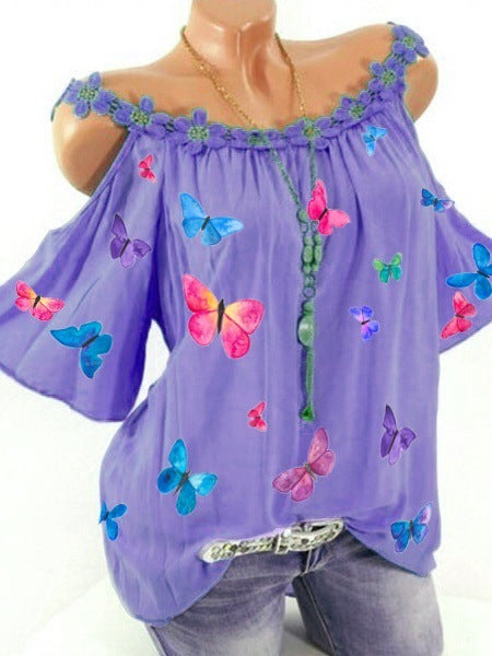Printing Shoulder Girdle Lace Collar Vest