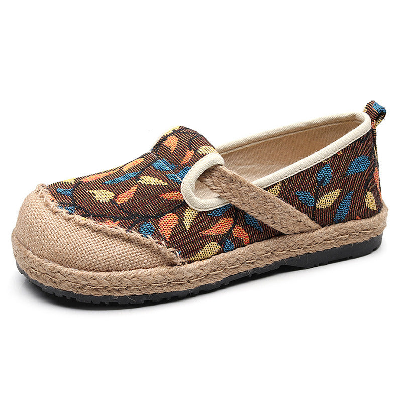 Ladies' New Cotton And Linen Floral Craft Shoes