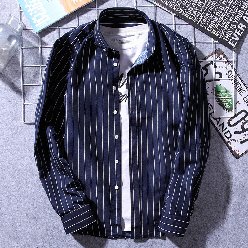 Men's Fashionable Slim-Fit Casual Striped Shirt
