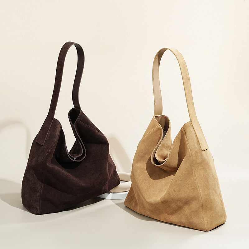 Minimalist Tote- og Skuldertaske i Ruskind til Kvinder