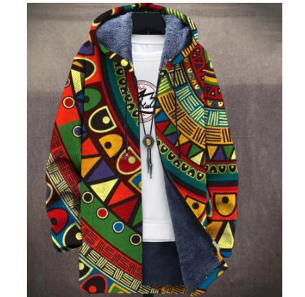 Printed Stand Collar Jacket For Men