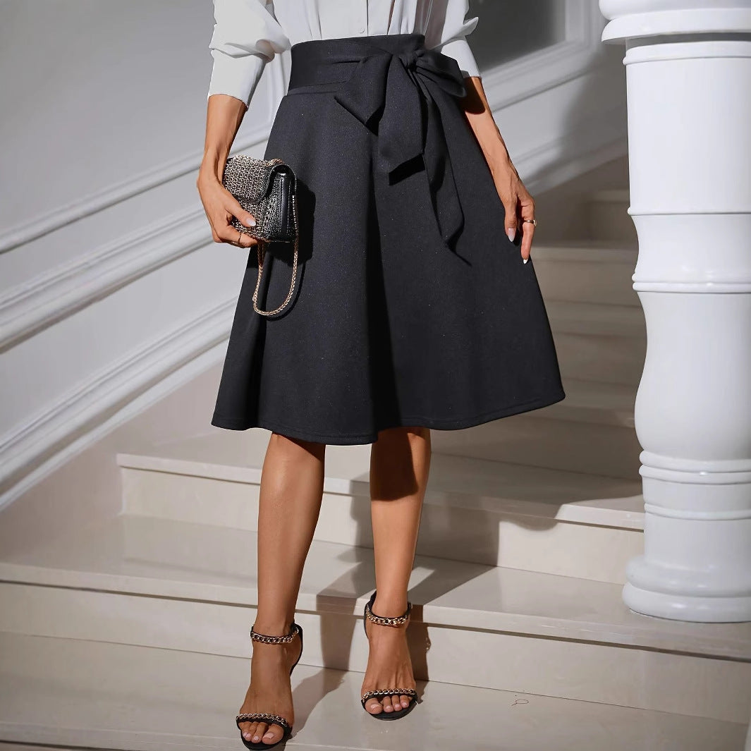 Elastic Knitted High Waist Strap Retro Skirt