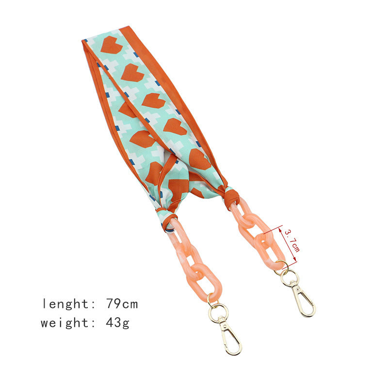 Retro Print Silk Scarf Glasses Chain Hat Windproof Hanging Chain