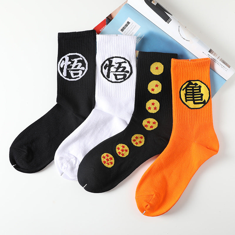 Fashion Brand Dragon Ball Wukong Turtle Mid Tube Cotton Male And Female Stockings