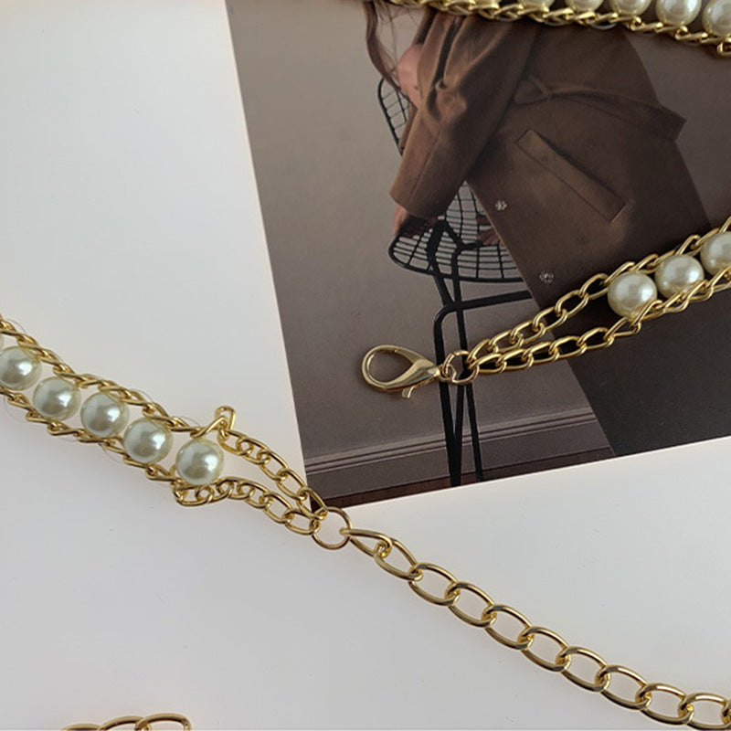 Simple Four Seasons Versatile Beaded Women's Metal Waist Chain
