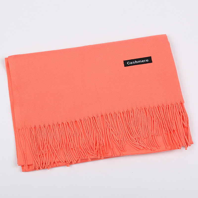 Solid Color Artificial Cashmere Scarf Female 220g Warm Shawl