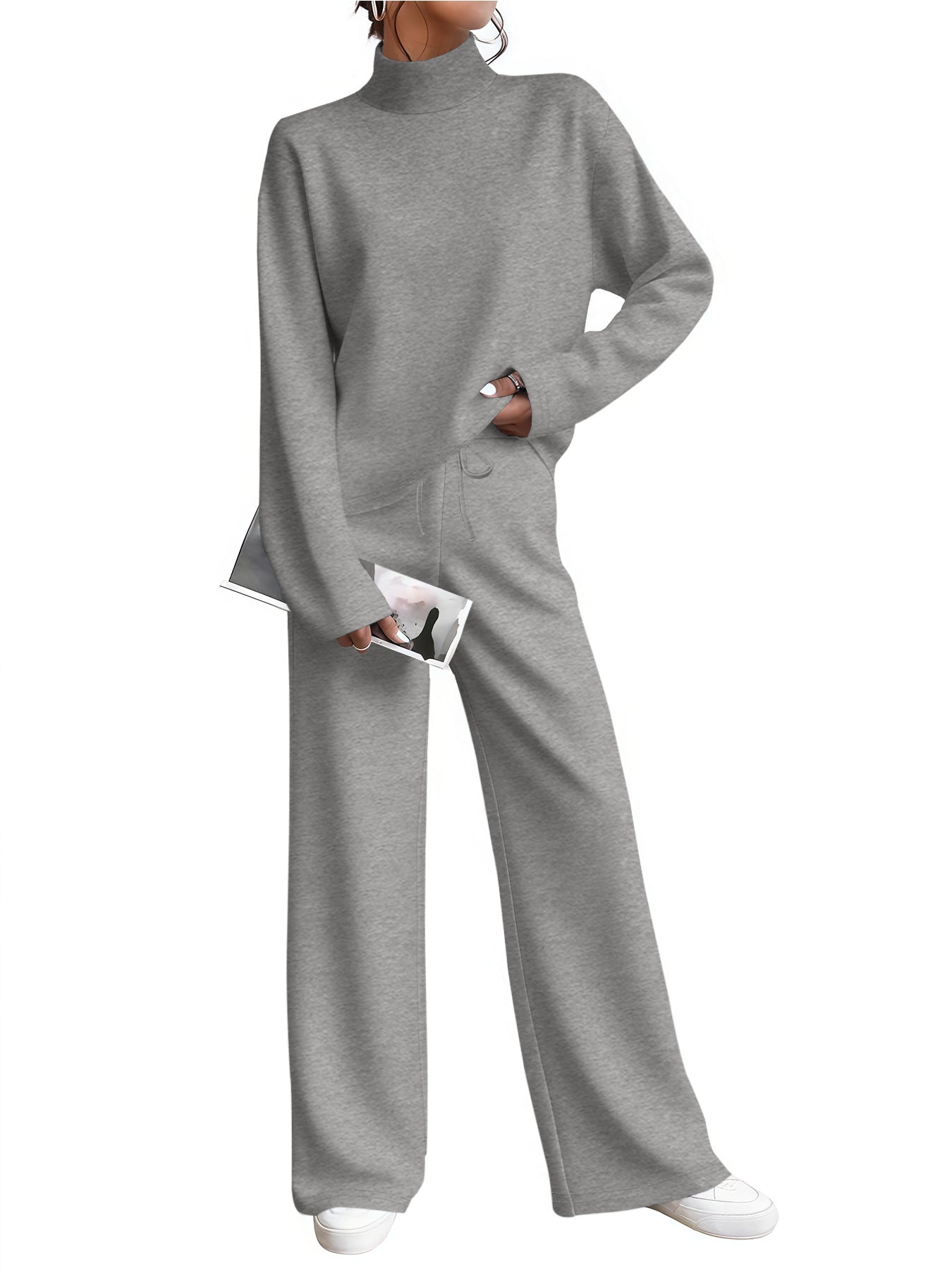 Solid-color T-shirt And Pants Two-piece Set