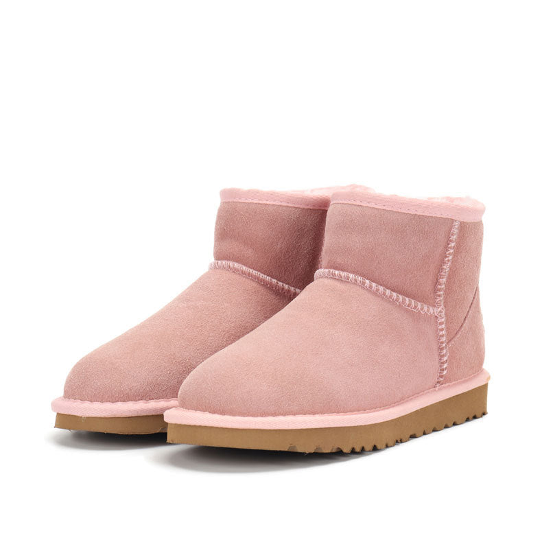 Low-cut Snow Boots Cowhide Rubber Fur Fashion Casual