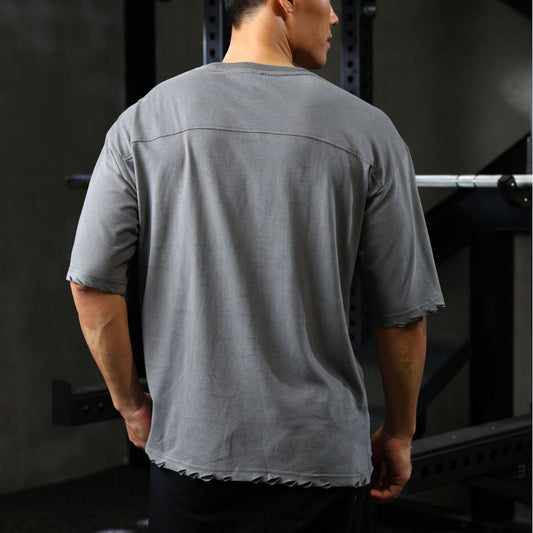 Men's Loose Short Sleeve Ripped Cotton
