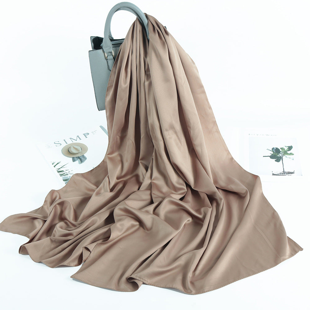 Solid Color Casual Malay Scarf Satin Shawl