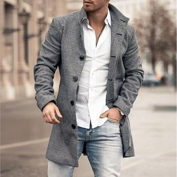 Various Colors Wool Men's Long Sleeve Trench Coat