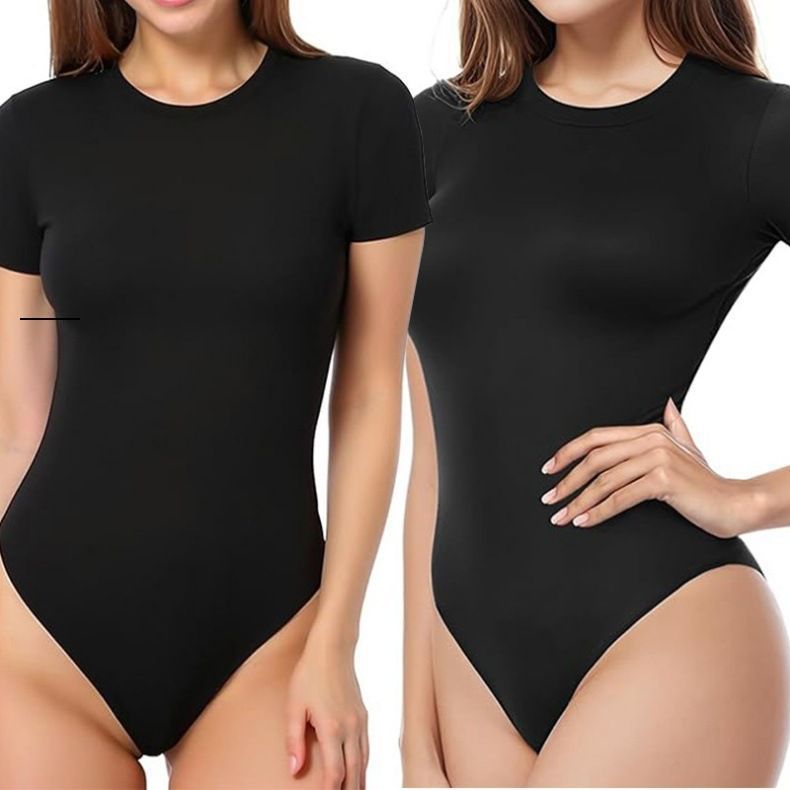 Open Crotch Breasted T-shaped Round Neck Short Sleeve Tight One-piece Corset