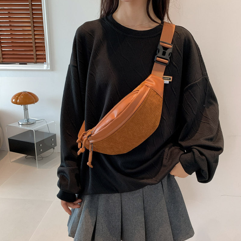 Season New High-end Special-interest Design Corduroy Crossbody Bag