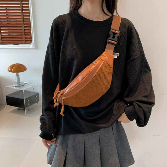 Season New High-end Special-interest Design Corduroy Crossbody Bag