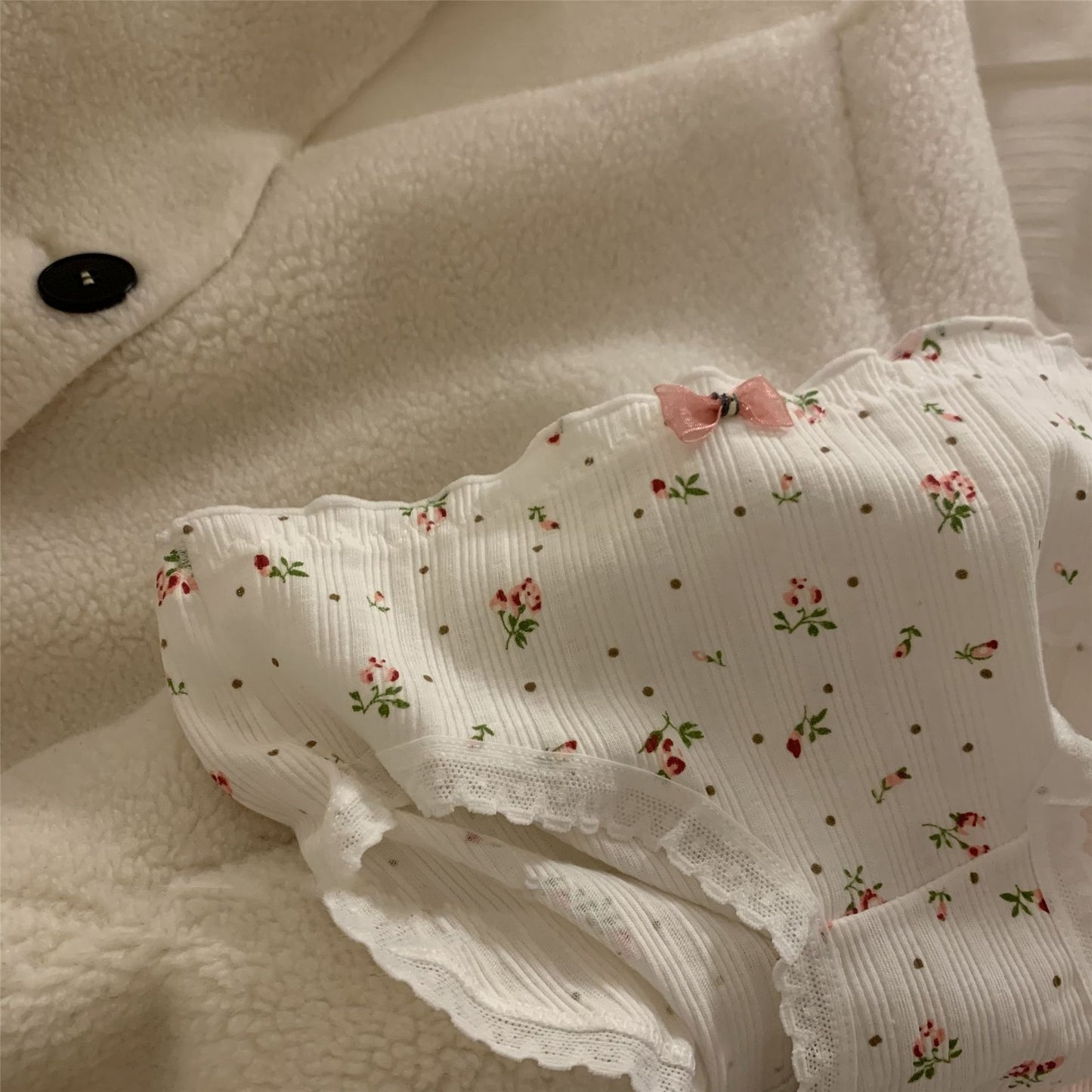 Girlish Style Small Floral Pure Cotton Underwear Girl Sweet