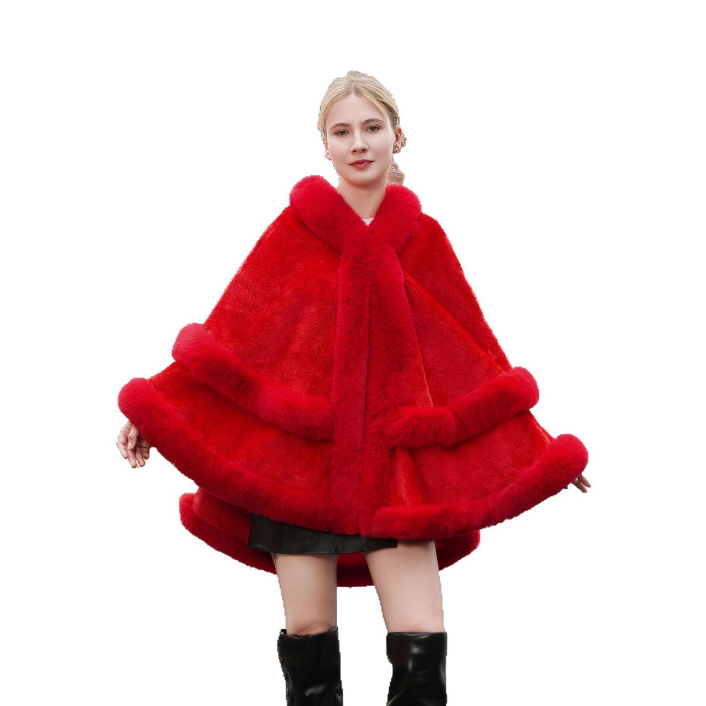 Fur Knitted Solid Color Cheongsam Formal Dress Outer Shawl