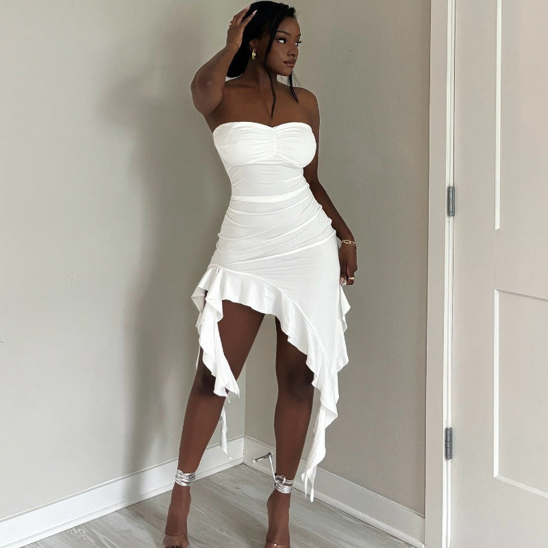 Womens Stylish Figure-hugging Off-shoulder Tube Dress